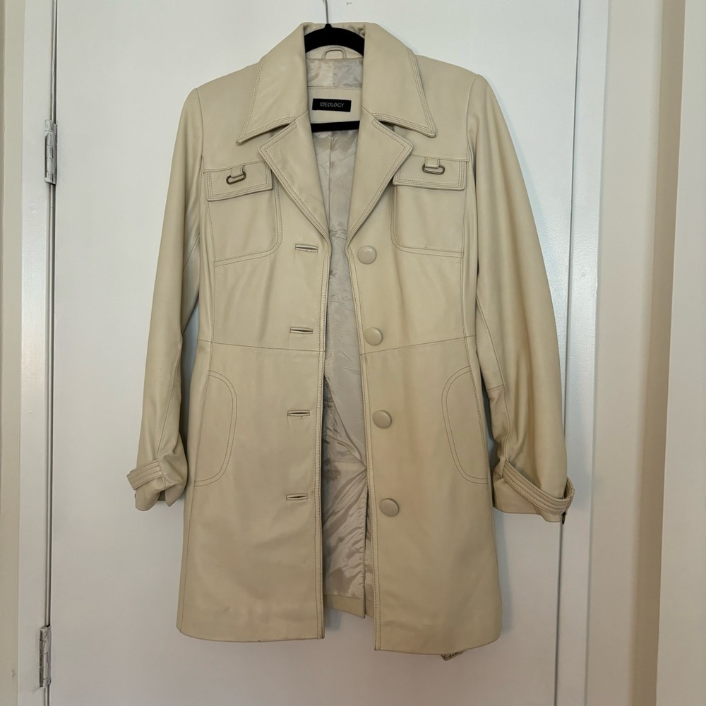 Ideology cream leather trench coat
